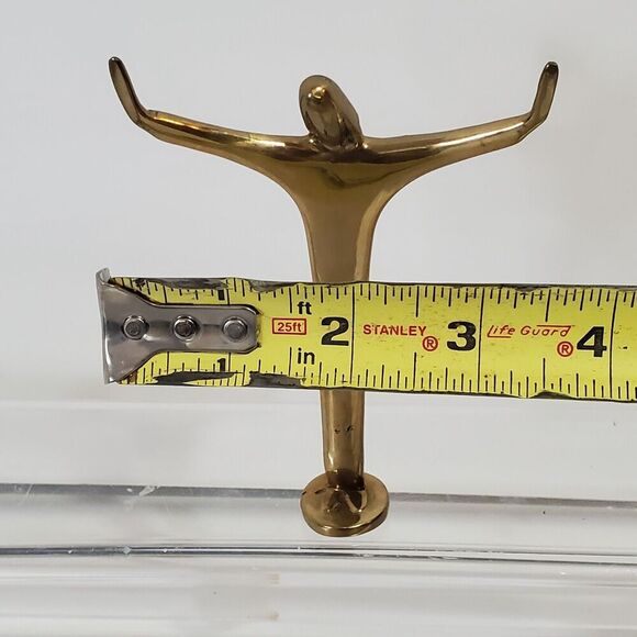 Brass Brutalist Jesus Christ Outstretched Open Arms Figurine MCM 5" Vintage - Picture 8 of 8